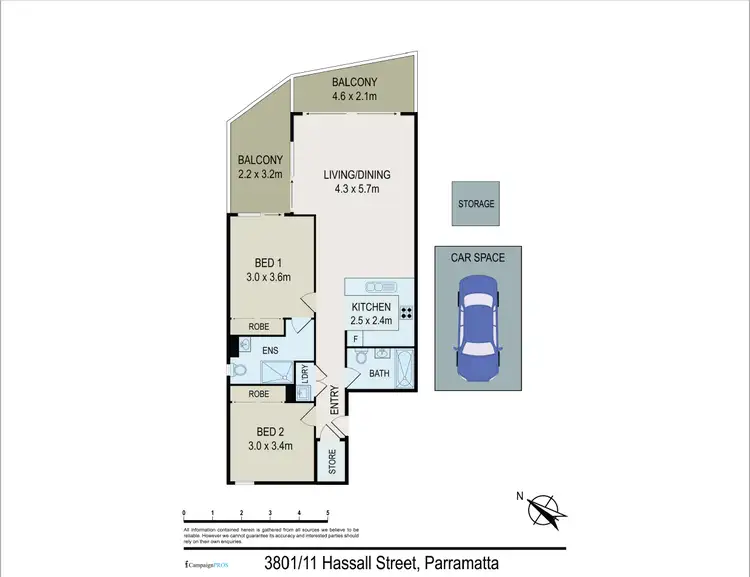 Floorplan of Homely apartment listing, 3801/11 Hassall Street, Parramatta NSW 2150