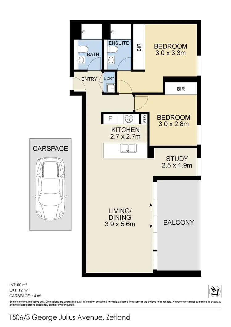 Floorplan of Homely apartment listing, 1506/3 George Julius Avenue, Zetland NSW 2017
