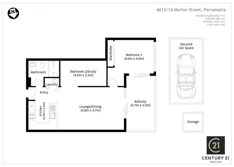 Floorplan of Homely apartment listing, 6612/1A Morton Street, Parramatta NSW 2150