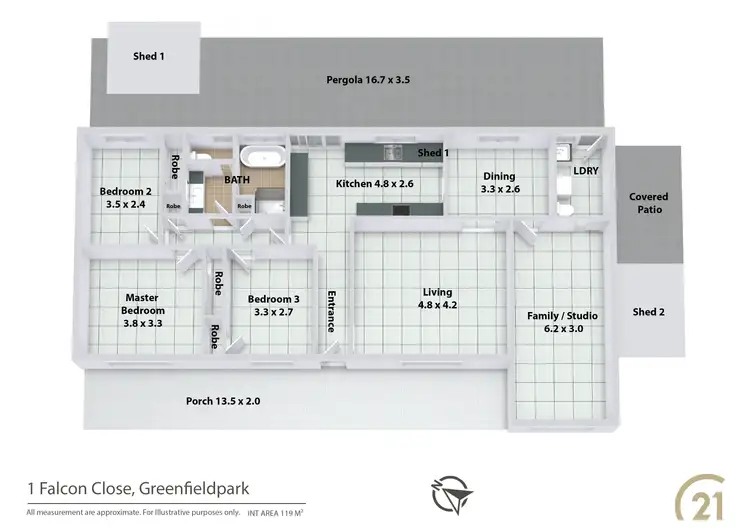 Floorplan of Homely house listing, 1 Falcon Close, Greenfield Park NSW 2176