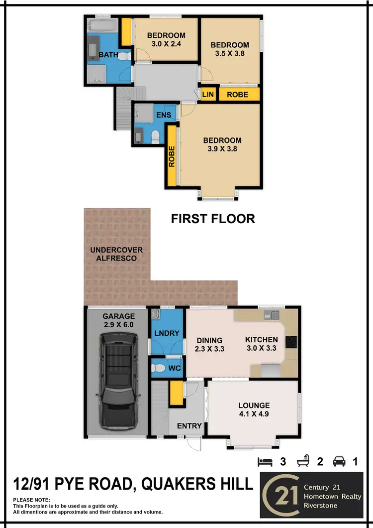 Floorplan of Homely townhouse listing, 12/91 pye road, Quakers Hill NSW 2763