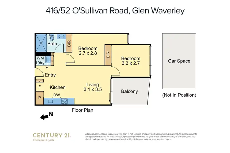 Floorplan of Homely apartment listing, 416/52 O'Sullivan Road, Glen Waverley VIC 3150