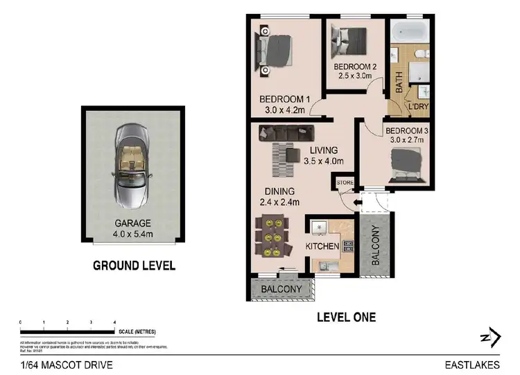 Floorplan of Homely unit listing, 1/64 Mascot Drive, Eastlakes NSW 2018