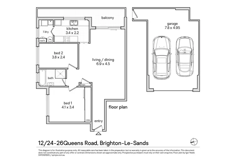 Floorplan of Homely apartment listing, 12/24 Queens Road, Brighton-Le-Sands NSW 2216