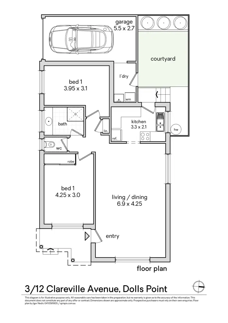 Floorplan of Homely villa listing, 3/12 Clareville Avenue, Sans Souci NSW 2219