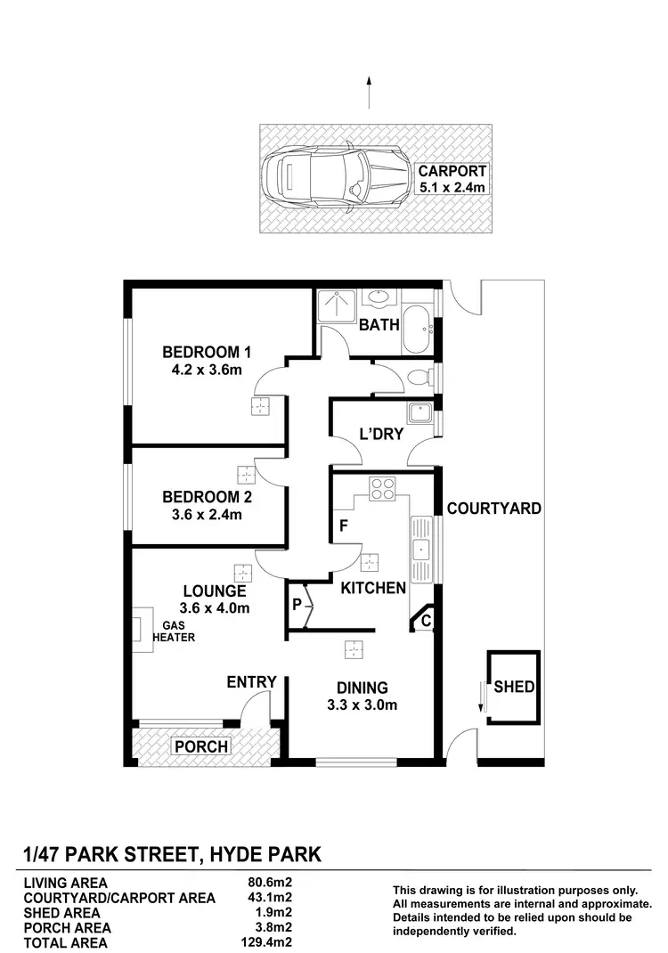 Floorplan of Homely unit listing, 1/47 Park Street, Hyde Park SA 5061