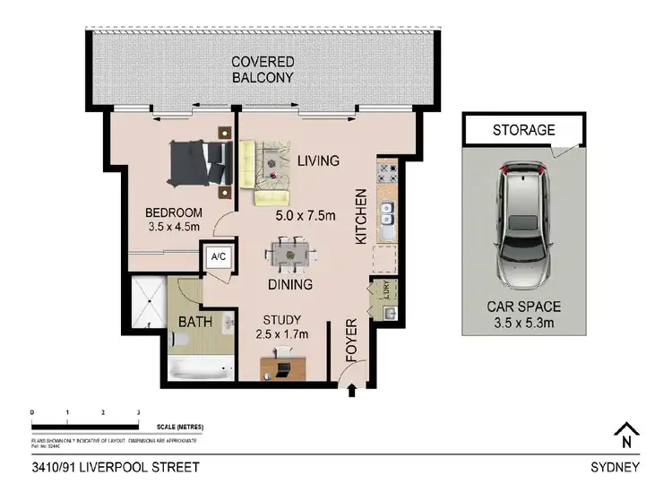 Floorplan of Homely apartment listing, 3410/91 Liverpool St, Sydney NSW 2000