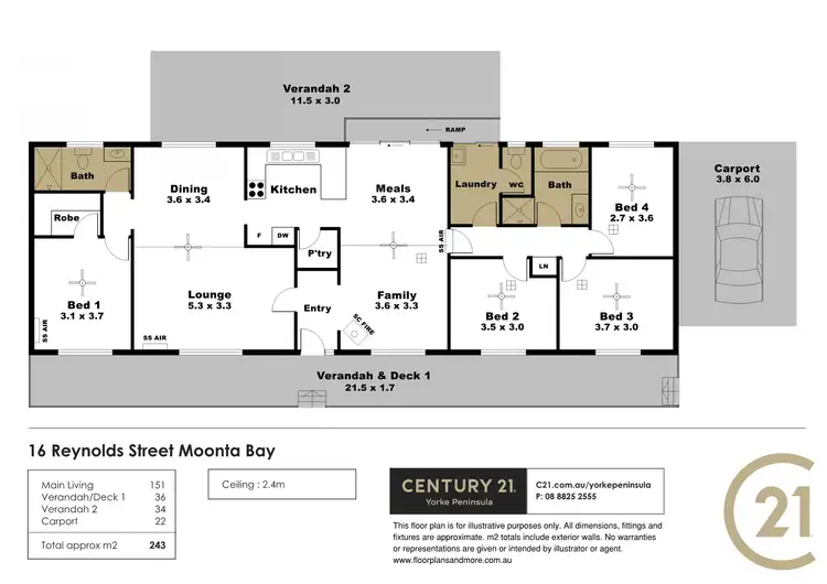 Floorplan of Homely house listing, 16 Reynolds Street, Moonta Bay SA 5558