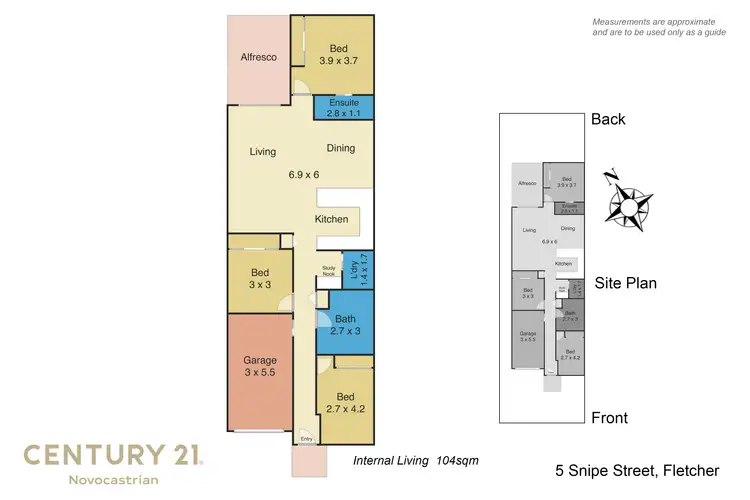 Floorplan of Homely semi-detached listing, 5 Snipe Street, Fletcher NSW 2287