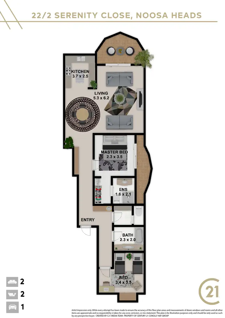 Floorplan of Homely unit listing, 22/2 Serenity Close, Noosa Heads QLD 4567