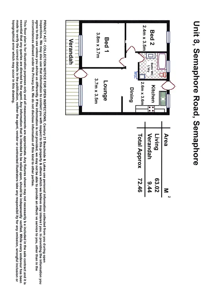 Floorplan of Homely unit listing, 8/30 Semaphore Road, Semaphore SA 5019