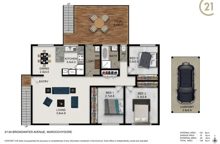 Floorplan of Homely unit listing, 3/134 Broadwater Avenue, Maroochydore QLD 4558