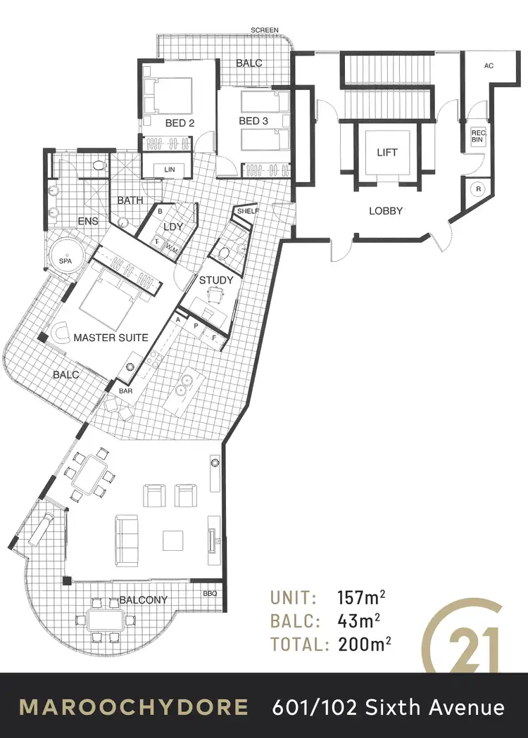 Floorplan of Homely apartment listing, 601/106 Sixth Avenue, Maroochydore QLD 4558