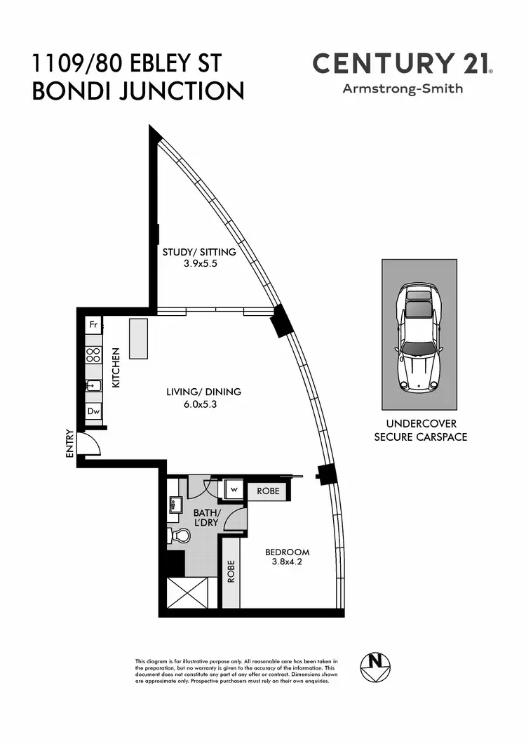 Floorplan of Homely apartment listing, 1109/80 Ebley Street, Bondi Junction NSW 2022