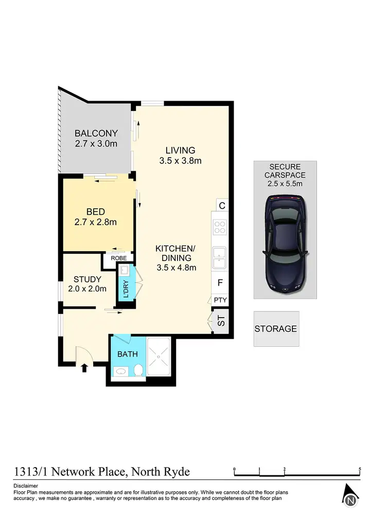 Floorplan of Homely apartment listing, A1313/1 Network Place, North Ryde NSW 2113