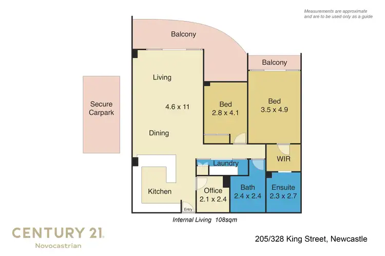 Floorplan of Homely apartment listing, 205/328 King Street, Newcastle NSW 2300