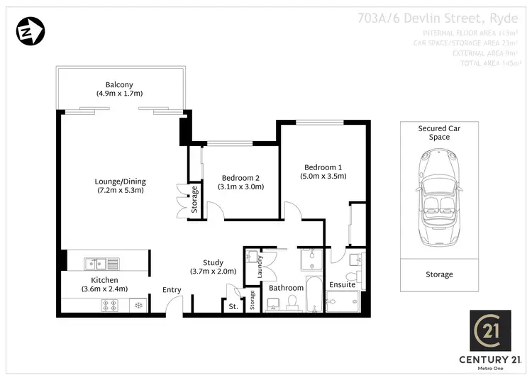 Floorplan of Homely apartment listing, 703A/6 Devlin Street, Ryde NSW 2112