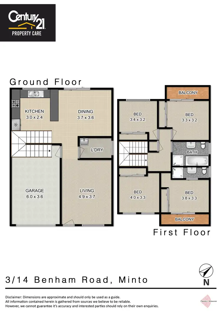 Floorplan of Homely townhouse listing, 3/14 Benham Rd, Minto NSW 2566