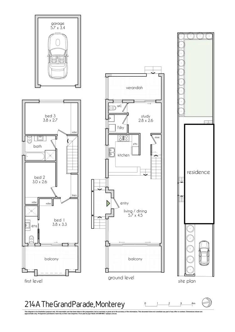 Floorplan of Homely semi-detached listing, 214A The Grand Parade, Monterey NSW 2217