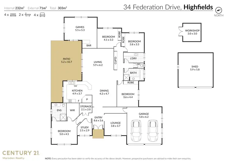 Floorplan of Homely house listing, 34 Federation Drive, Highfields QLD 4352