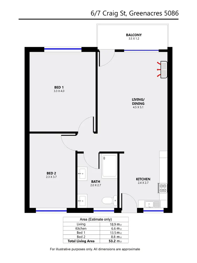 Floorplan of Homely unit listing, 6/7 Craig St, Greenacres SA 5086