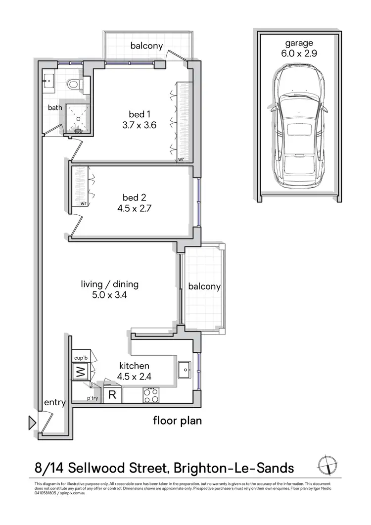 Floorplan of Homely apartment listing, 8/14 Sellwood Street, Brighton-Le-Sands NSW 2216