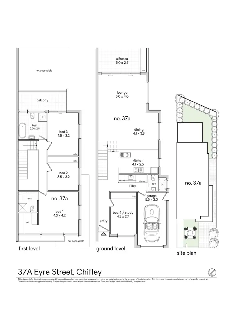 Floorplan of Homely semi-detached listing, 37A Eyre Street, Chifley NSW 2036