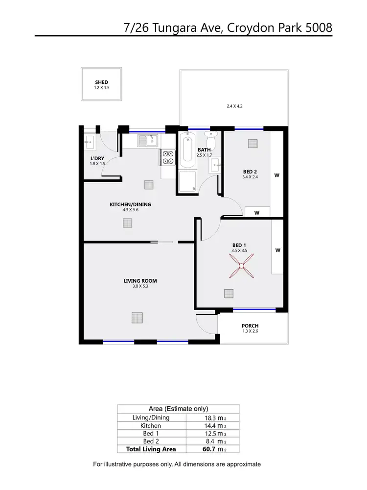 Floorplan of Homely unit listing, 7/26 Tungara Ave, Croydon Park SA 5008