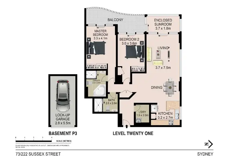 Floorplan of Homely apartment listing, 73/222 Sussex Street, Sydney NSW 2000