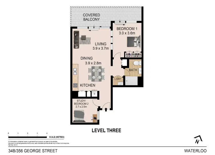 Floorplan of Homely unit listing, 34B/356-368 George Street, Waterloo NSW 2017