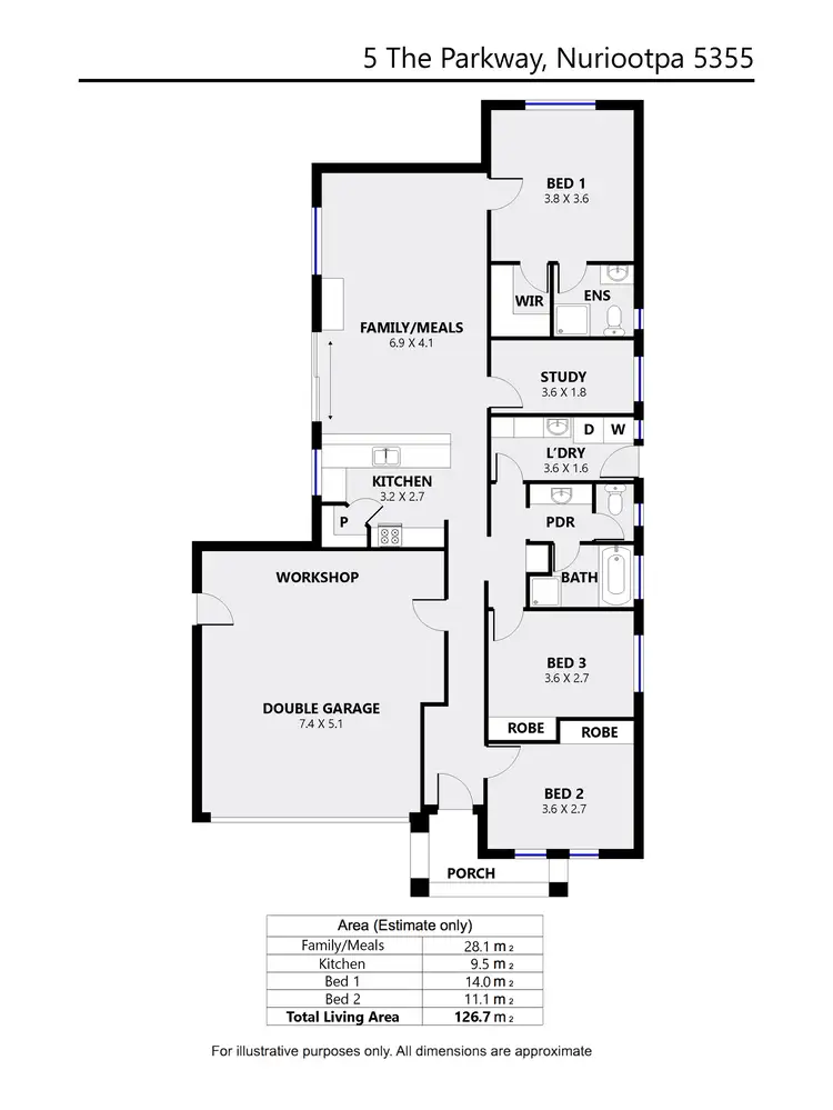 Floorplan of Homely house listing, 5 The Parkway, Nuriootpa SA 5355