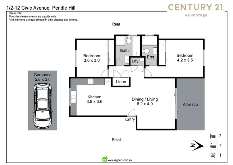 Floorplan of Homely apartment listing, 1/2-12 Civic Ave, Pendle Hill NSW 2145