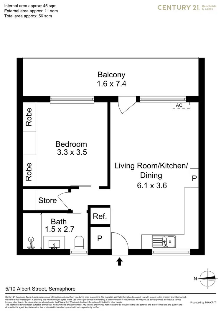 Floorplan of Homely unit listing, 5/10 Albert Street, Semaphore SA 5019