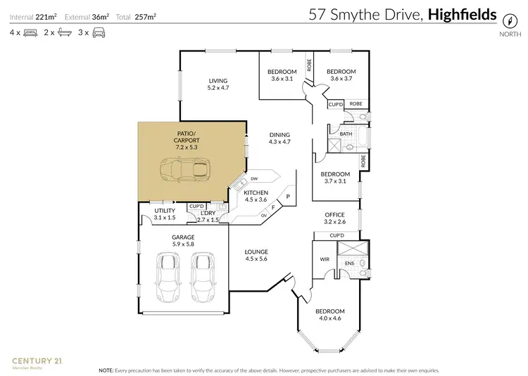 Floorplan of Homely house listing, 57 Smythe Drive, Highfields QLD 4352