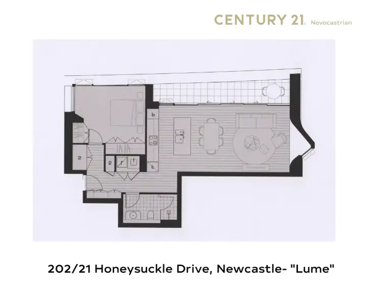 Floorplan of Homely apartment listing, 201/21 Honeysuckle Drive, Newcastle NSW 2300