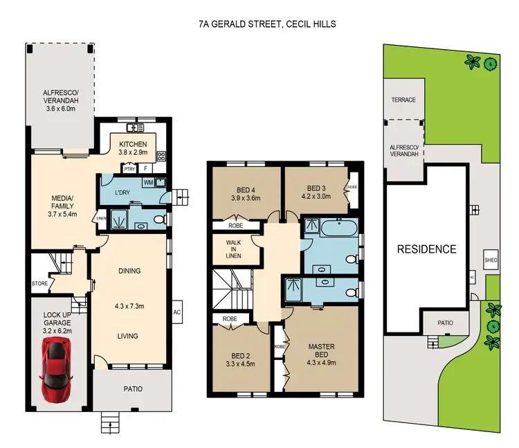 Floorplan of Homely semi-detached listing, 7A Gerald Street, Cecil Hills NSW 2171