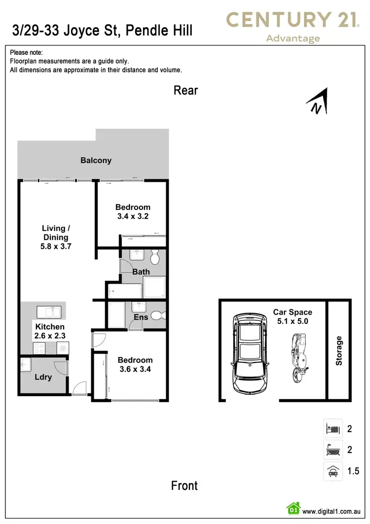Floorplan of Homely apartment listing, 3/29-33 Joyce Street, Pendle Hill NSW 2145