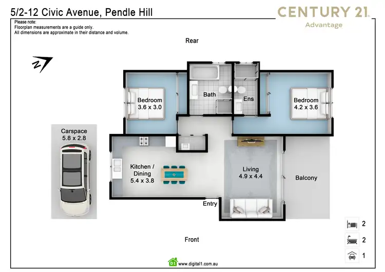 Floorplan of Homely unit listing, 5/2-12 Civic Avenue, Pendle Hill NSW 2145