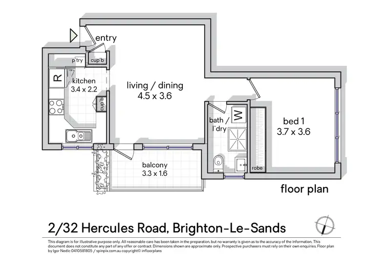 Floorplan of Homely apartment listing, 2/32 Hercules Road, Brighton-Le-Sands NSW 2216