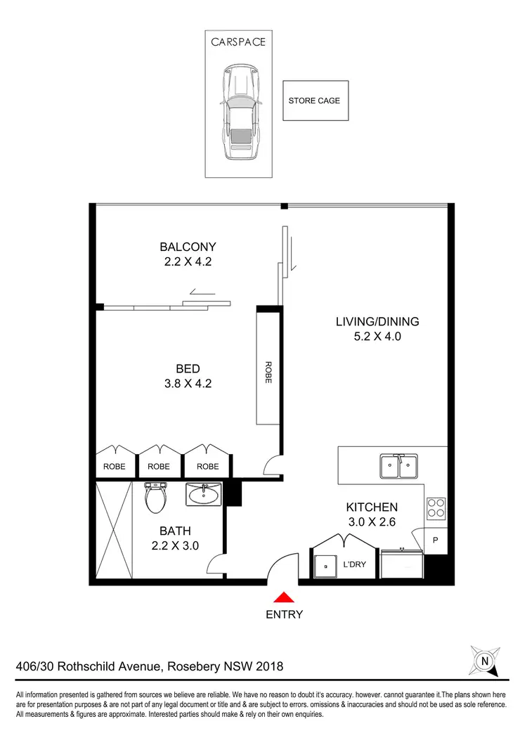 Floorplan of Homely apartment listing, 406/30 Rothschild Avenue, Rosebery NSW 2018
