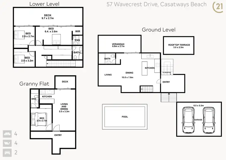Floorplan of Homely house listing, 57 Wavecrest Drive, Castaways Beach QLD 4567