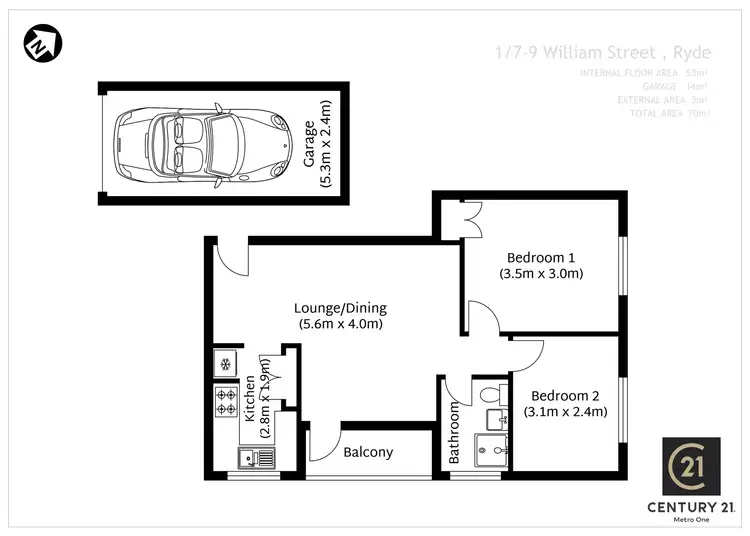 Floorplan of Homely unit listing, 1/7-9 William Street, Ryde NSW 2112