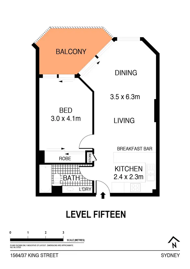 Floorplan of Homely apartment listing, 1564/37 King Street, Sydney NSW 2000