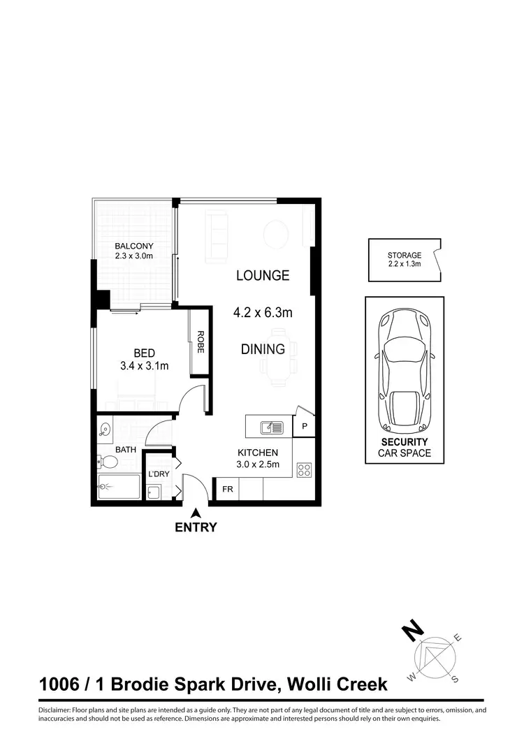 Floorplan of Homely apartment listing, 1006/1 Brodie Spark Drive, Wolli Creek NSW 2205