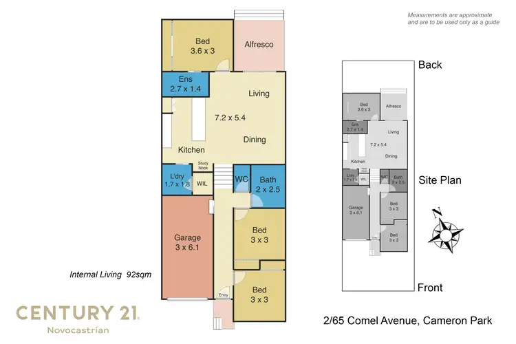 Floorplan of Homely semi-detached listing, 2/65 Comel Avenue, Cameron Park NSW 2285