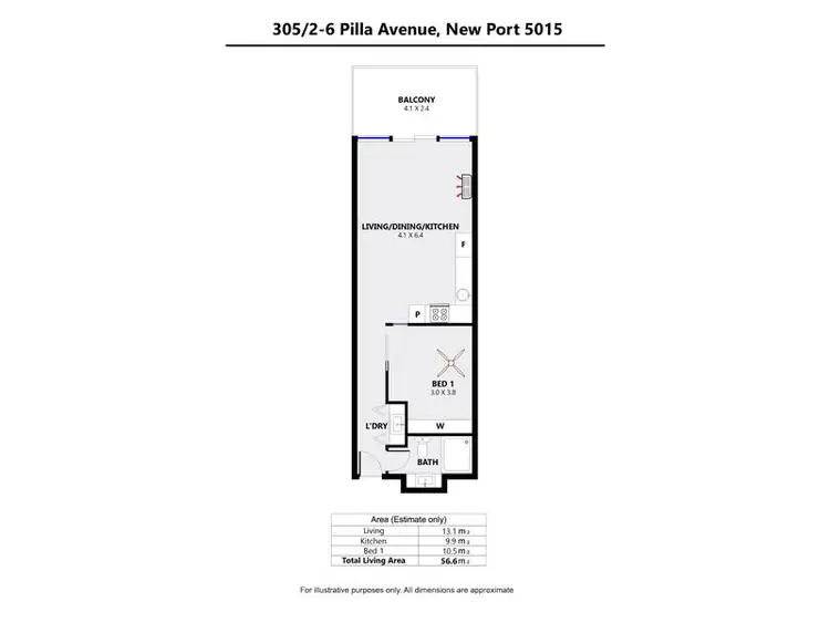 Floorplan of Homely apartment listing, 305/2-6 Pilla Avenue, New Port SA 5015