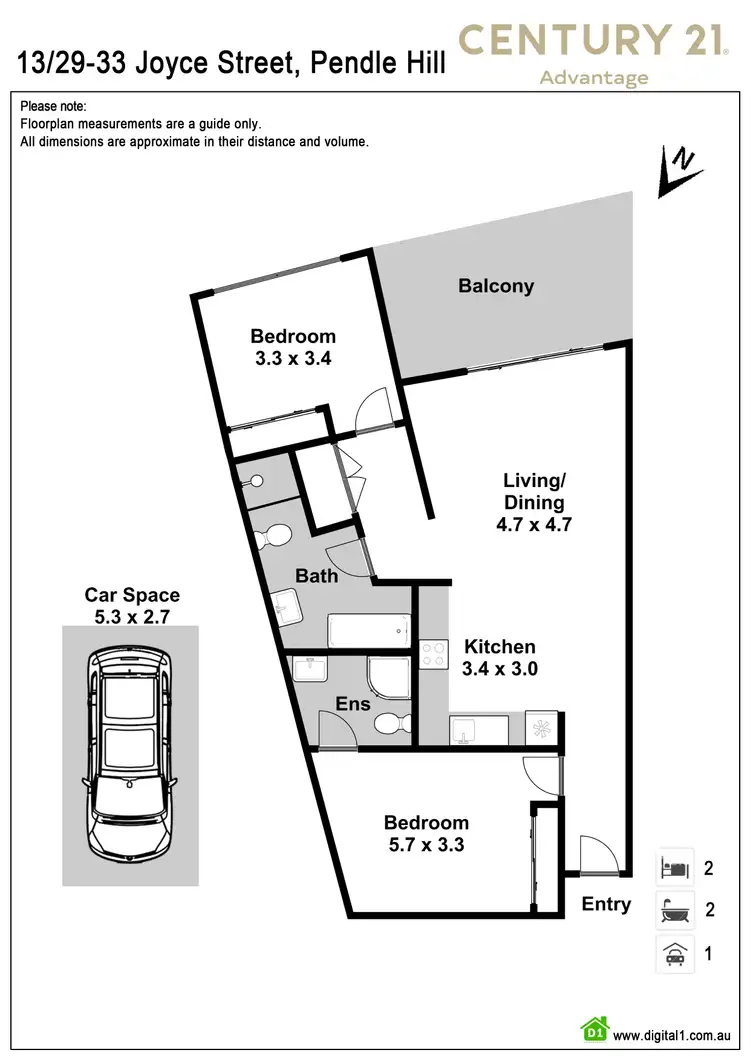 Floorplan of Homely apartment listing, 13/29-33 Joyce Street, Pendle Hill NSW 2145
