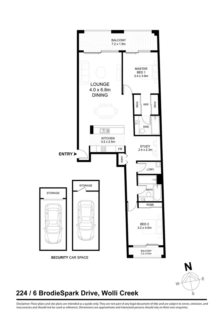 Floorplan of Homely apartment listing, 224/6 Brodie Spark Drive, Wolli Creek NSW 2205