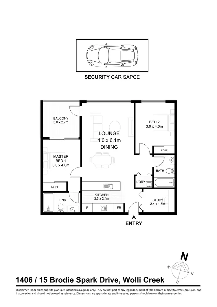 Floorplan of Homely apartment listing, 1406/15 Brodie Spark Drive, Wolli Creek NSW 2205