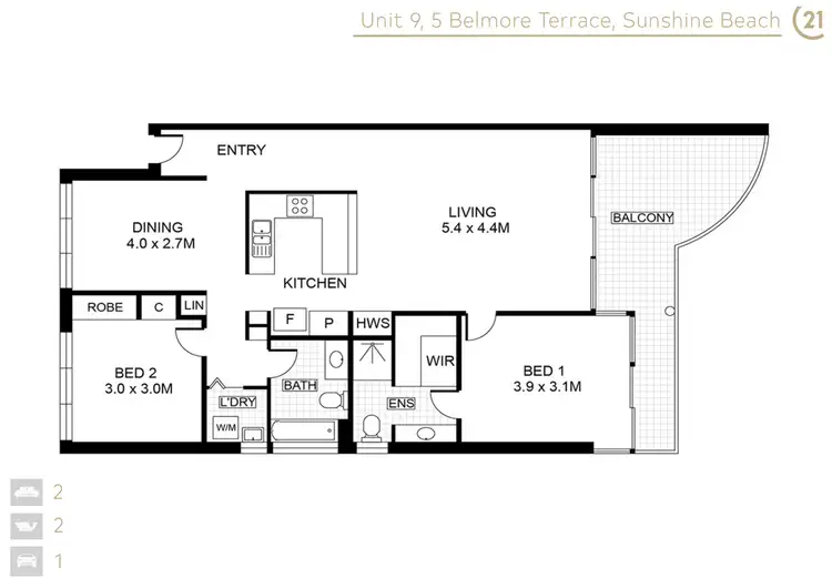 Floorplan of Homely unit listing, 9/5 Belmore Terrace, Sunshine Beach QLD 4567